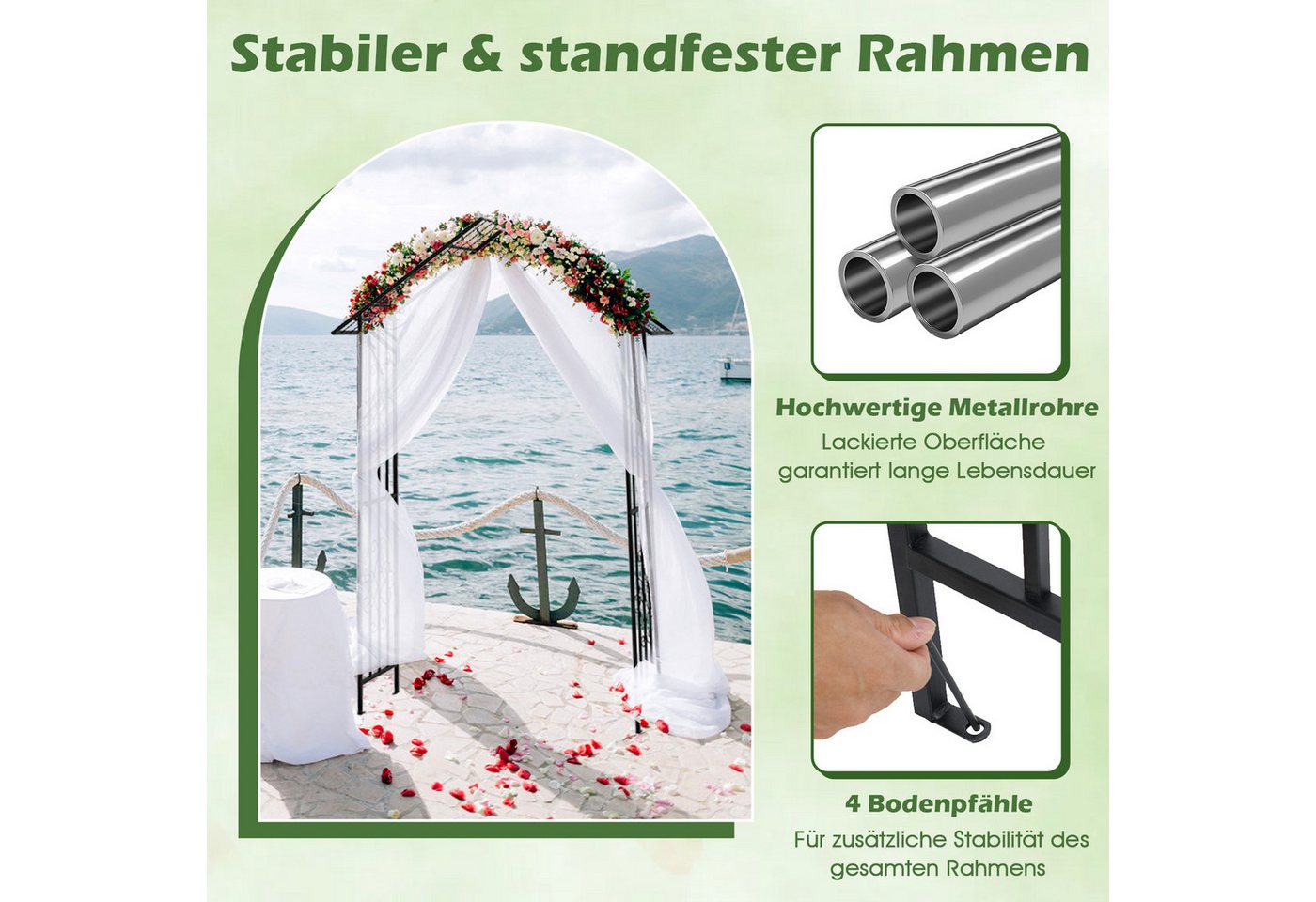 KOMFOTTEU Rosenbogen, Gartenbogen für Kletterpflanzen, 140 x 40 x 223 cm Bild 5
