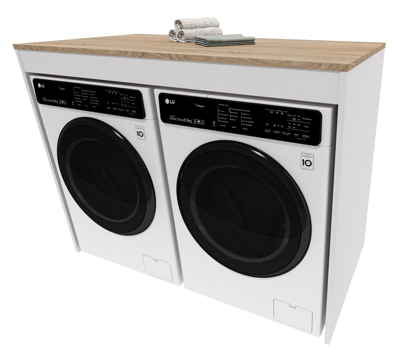 TREND WERK Waschmaschinenumbauschrank für Waschmaschine & Trockner B128,4 x T60,8 x H97 cm (Umbauschrank Badschrank, in 9 Farbvarianten für 2 Geräte nebeneinander) Doppelschrank für Waschmaschine & Trockner Bild 2