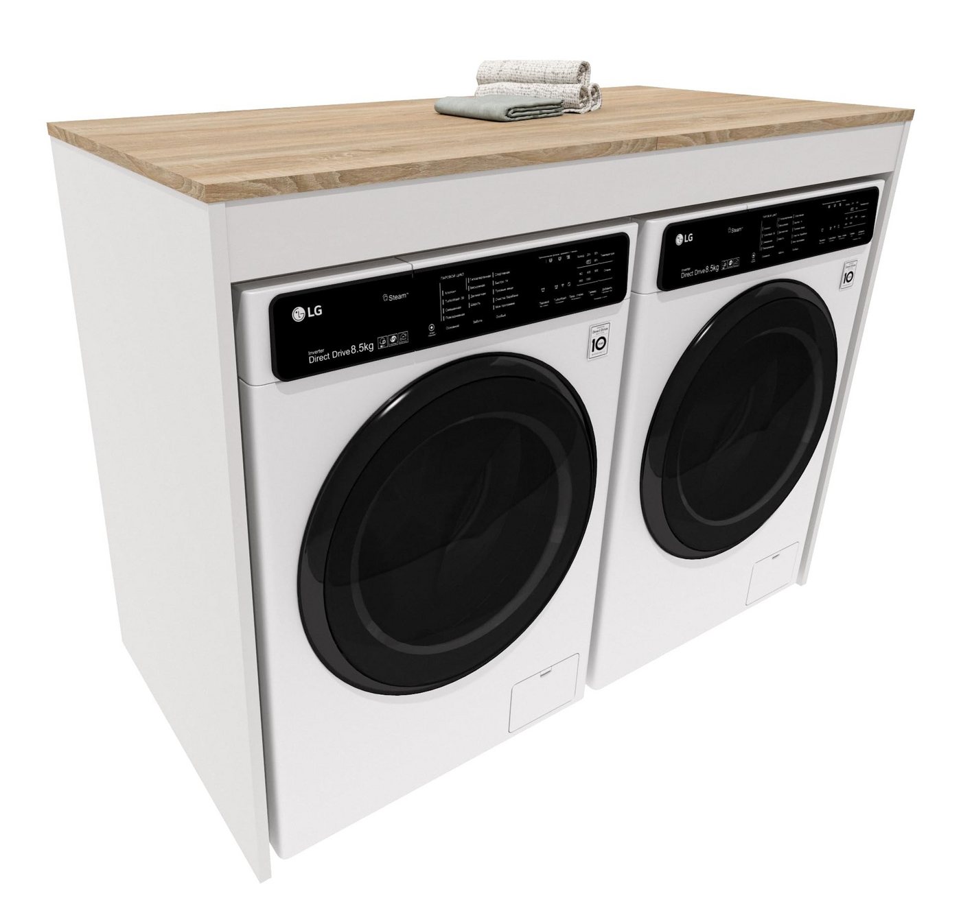 TREND WERK Waschmaschinenumbauschrank für Waschmaschine & Trockner B128,4 x T60,8 x H97 cm (Umbauschrank Badschrank, in 9 Farbvarianten für 2 Geräte nebeneinander) Doppelschrank für Waschmaschine & Trockner Bild 4