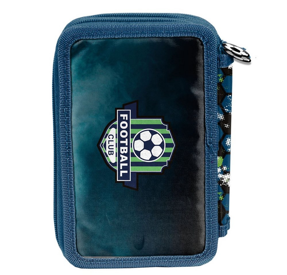 PASO Federmäppchen, (Dreifach-Federmäppchen, Fe), FOOTBALL XXL Federmäppchen mit 3 Fächern und Zubehör