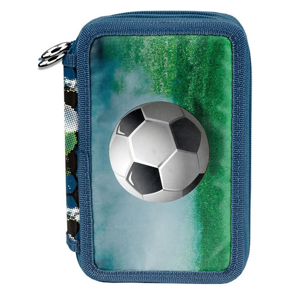 PASO Federmäppchen, (Dreifach-Federmäppchen, Fe), FOOTBALL XXL Federmäppchen mit 3 Fächern und Zubehör Bild 4