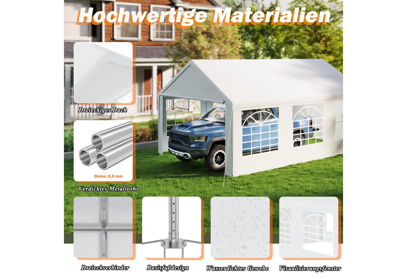 FIVMEN Pavillon Partyzelt 4x6m mit Verzinktem Stahlgestänge Gartenpavillon, 6 Abnehmbare Seitenwände mit Garten Hochzeit Bild 4