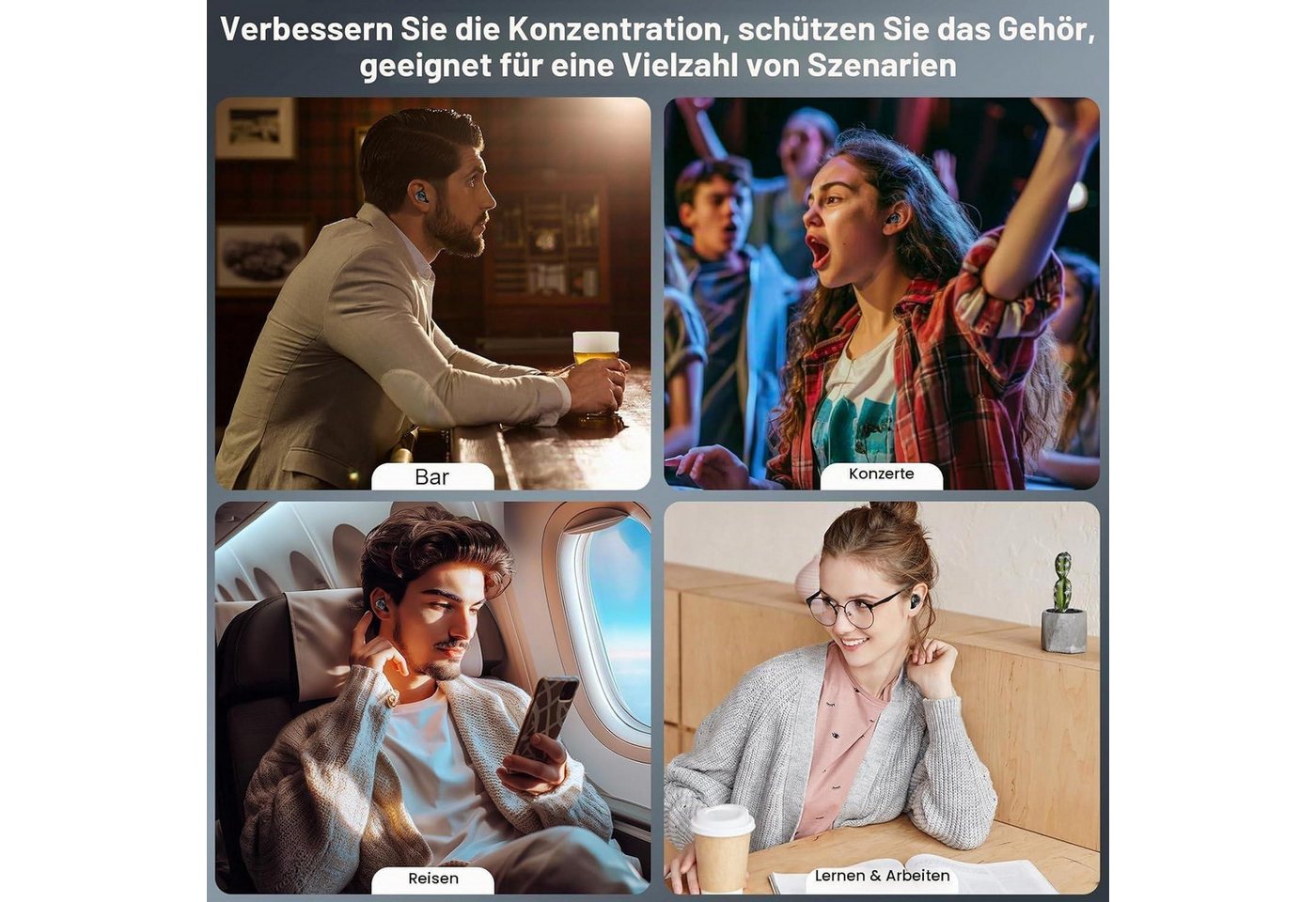 LuxusKollektion Gehörschutzstöpsel Ohrstöpsel 3 Modi mit 7 Paar Silikon-Aufsätzen Bild 5