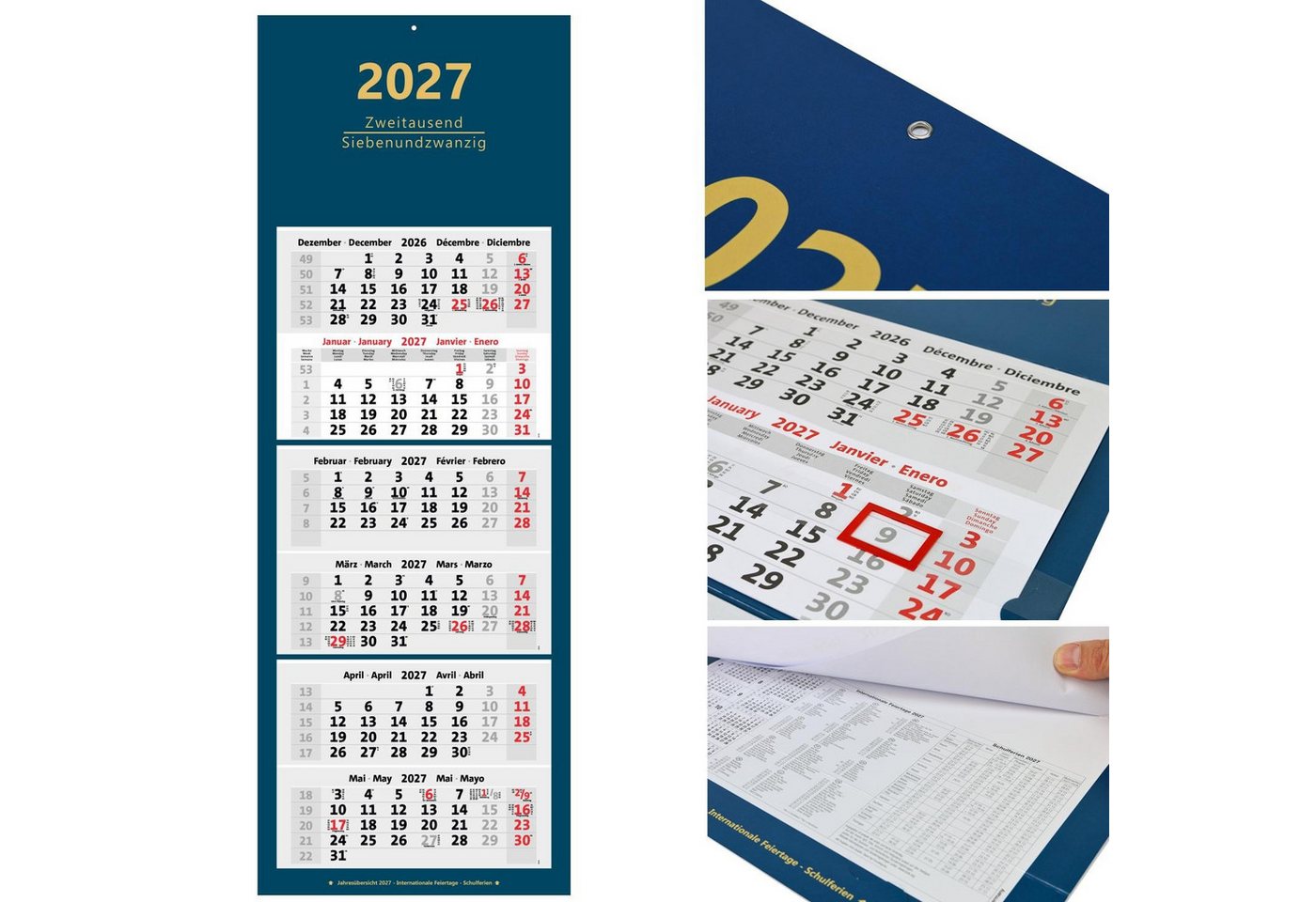 Anschütz Wandkalender 6-Monatskalender 2027 blau