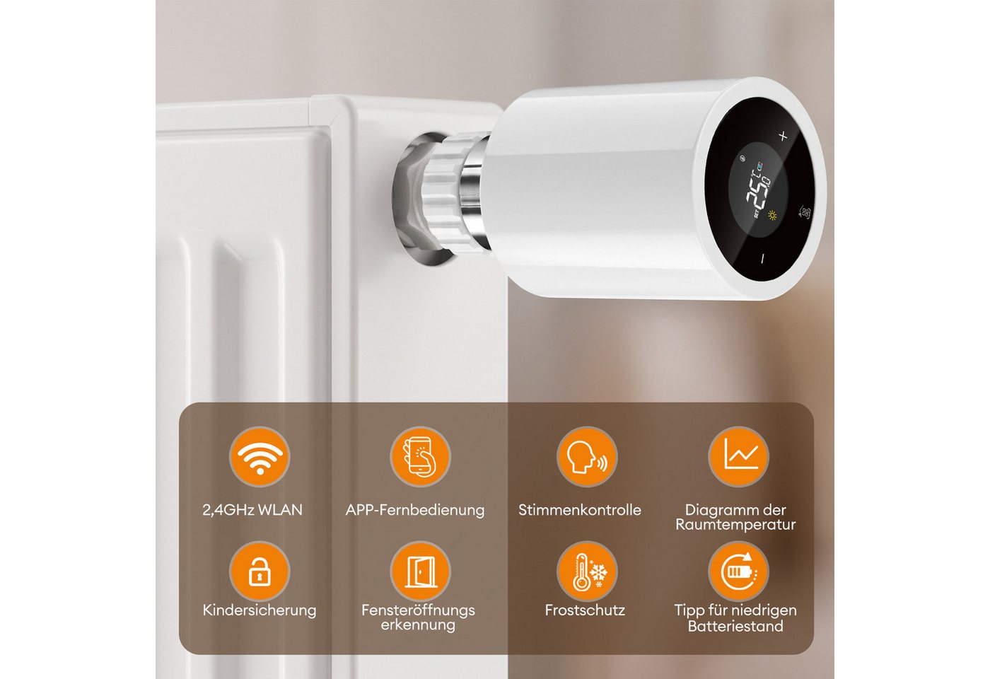 HS Onsing Heizkörperthermostat smart Wifi Heizungsthermostat Steuerung per Tuya, Smart Life APP, Zigbee-Hub erforderlich, Kompatibel mit Alexa und Google Assistant Bild 3