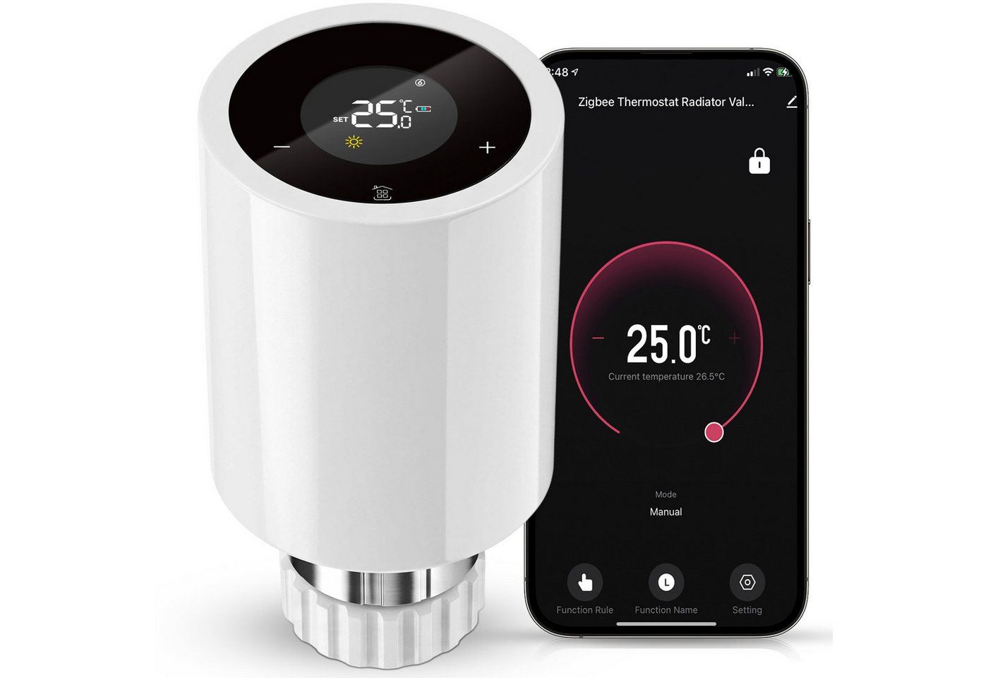 HS Onsing Heizkörperthermostat smart Wifi Heizungsthermostat Steuerung per Tuya, Smart Life APP, Zigbee-Hub erforderlich, Kompatibel mit Alexa und Google Assistant Bild 5
