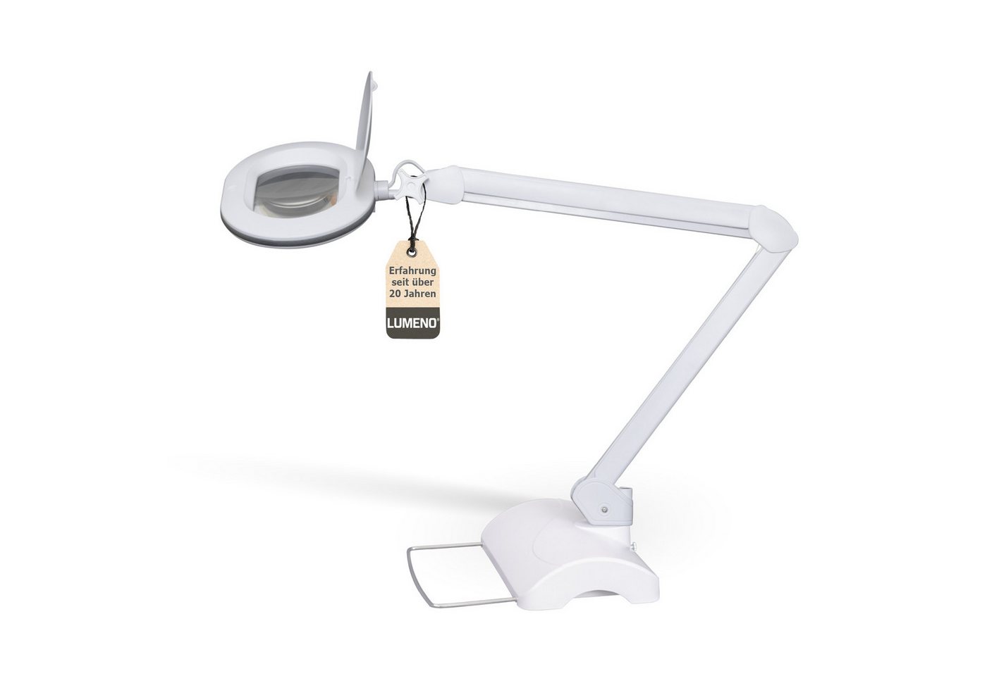 Lumeno Lupenlampe 861XGR Lupenleuchte Lupenlampe mit ovaler Echtglaslinse kristallklar, LED fest integriert, Kaltweiß, 6500 K