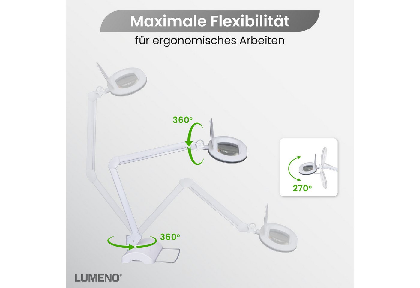 Lumeno Lupenlampe 861XGR Lupenleuchte Lupenlampe mit ovaler Echtglaslinse kristallklar, LED fest integriert, Kaltweiß, 6500 K Bild 4