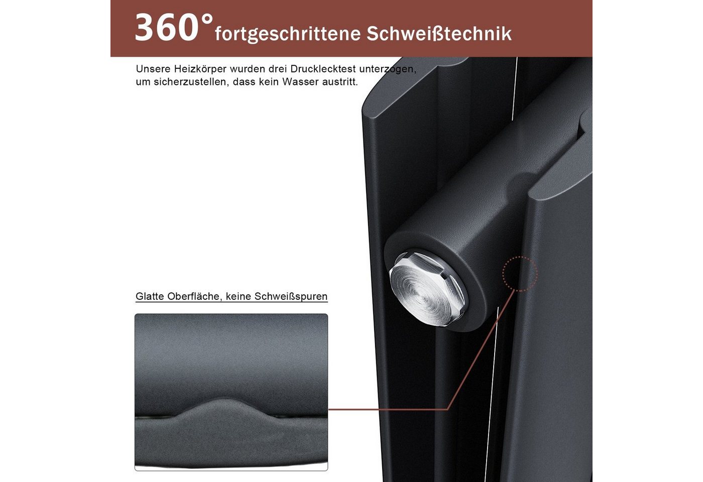 ELEGANT Heizkörper Designheizkörper Flach mit Multiblock,Anthrazit,Bad, 1600/1800x542mm Vertikal, mit Multiblock, Doppellagig/ Einlagig Bild 4