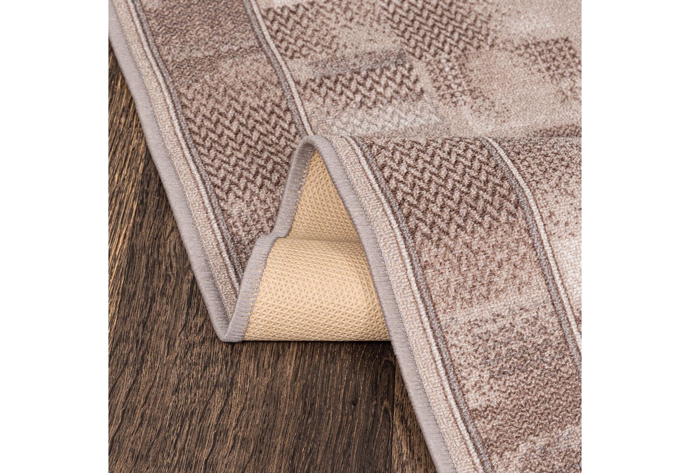 Mazovia Läufer Retro Bordüre Beige Creme Flur, Schlafzimmer, Diele, Fußbodenheizung Bild 3