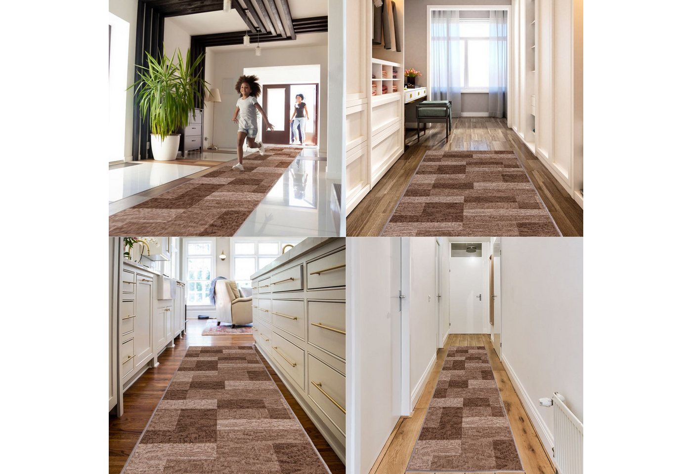 Mazovia Läufer Retro Geometrisch Beige Creme Flur, Schlafzimmer, Diele, Fußbodenheizung Bild 4