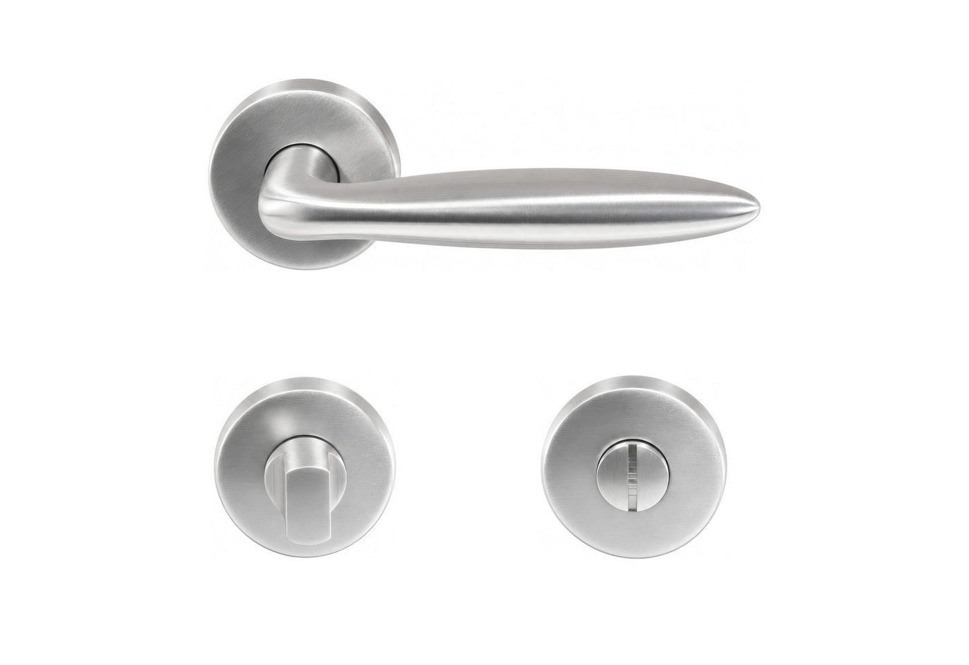 MeinTürgriff Drückergarnitur Estoril Edelstahl Türgriff für Innentüren L-Form Rosettengarnitur WC, 1-tlg., Türdicke: 38-42 mm, Vierkantmaß: 8 mm Bild 2