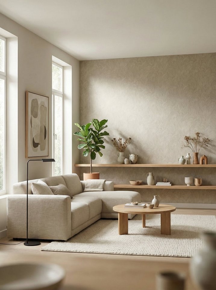 Newroom Vliestapete Solara Braun Tapete Vliestapete Blätter, strukturiert, Mustertapete Bild 5