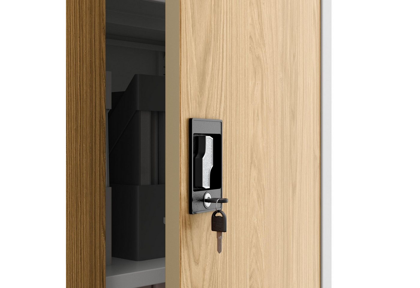 Jan Nowak Aktenschrank Metall Büroschrank abschließbar 90 cm JAN H 4 Böden Stahl (Ordnerschrank Aktenschrank Büro Kanzlei Praxis Sozialraum, Kaltwalzstahl 0,6 mm 195 x 90 x 40 cm Wandmontage 50 Ordner) Schloss 2 Schlüssel robust langlebig 17 Farben Bild 2