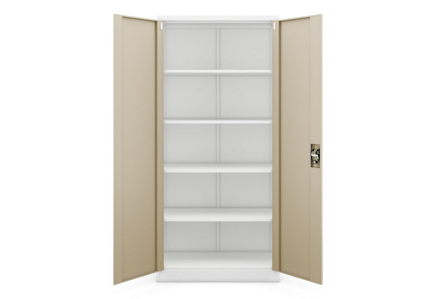 Jan Nowak Aktenschrank Metall Büroschrank abschließbar 90 cm JAN H 4 Böden Stahl (Ordnerschrank Aktenschrank Büro Kanzlei Praxis Sozialraum, Kaltwalzstahl 0,6 mm 195 x 90 x 40 cm Wandmontage 50 Ordner) Schloss 2 Schlüssel robust langlebig 17 Farben Bild 5