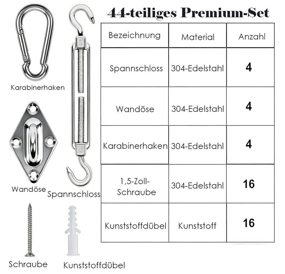 AFKSMILE Sonnensegel Sonnensegel Befestigung Set M6 Befestigung HardwareKit 304 Edelstahl, Markisen Befestigungsset für Garten, Sonnensegel Zubehör Befestigung Bild 4