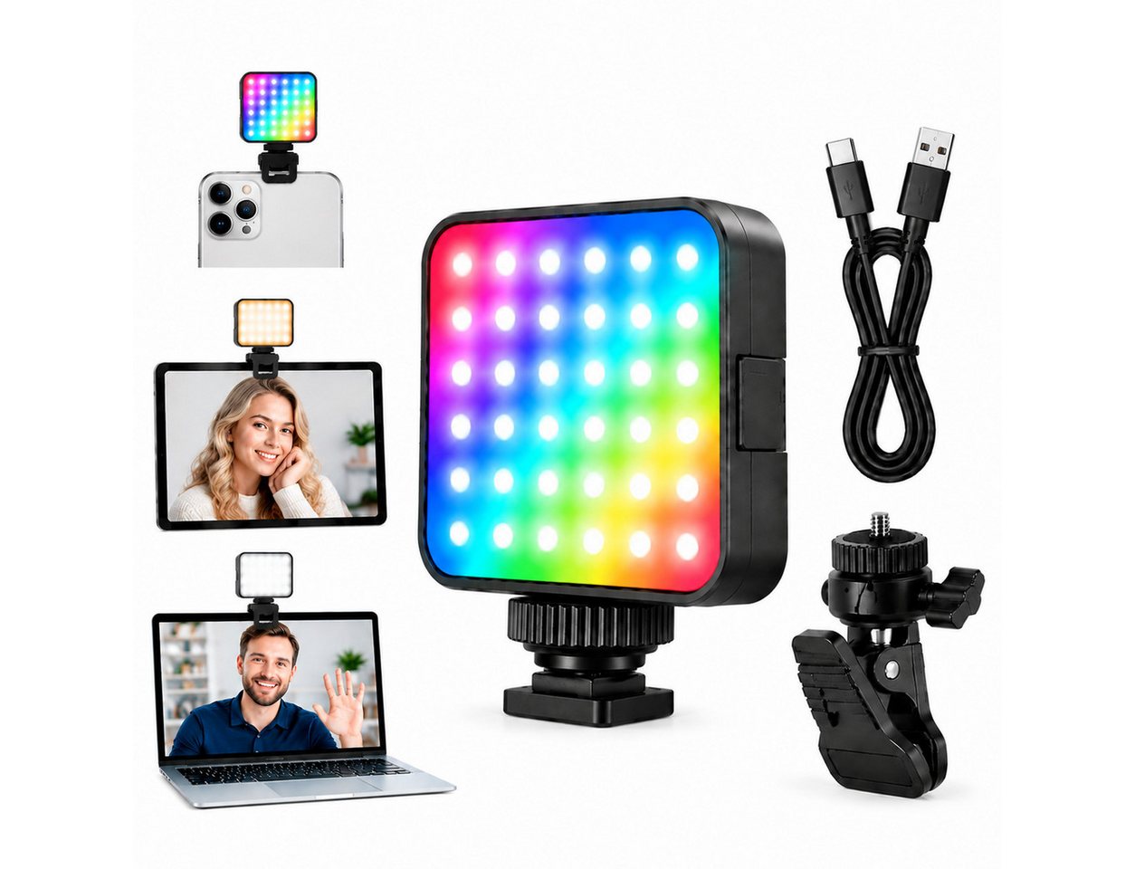 Toomoke Videoleuchte RGB Kameralicht für Foto, Video und Streaming, LED Fotolicht für Vlog, Social Media und Content Creation Bild 3