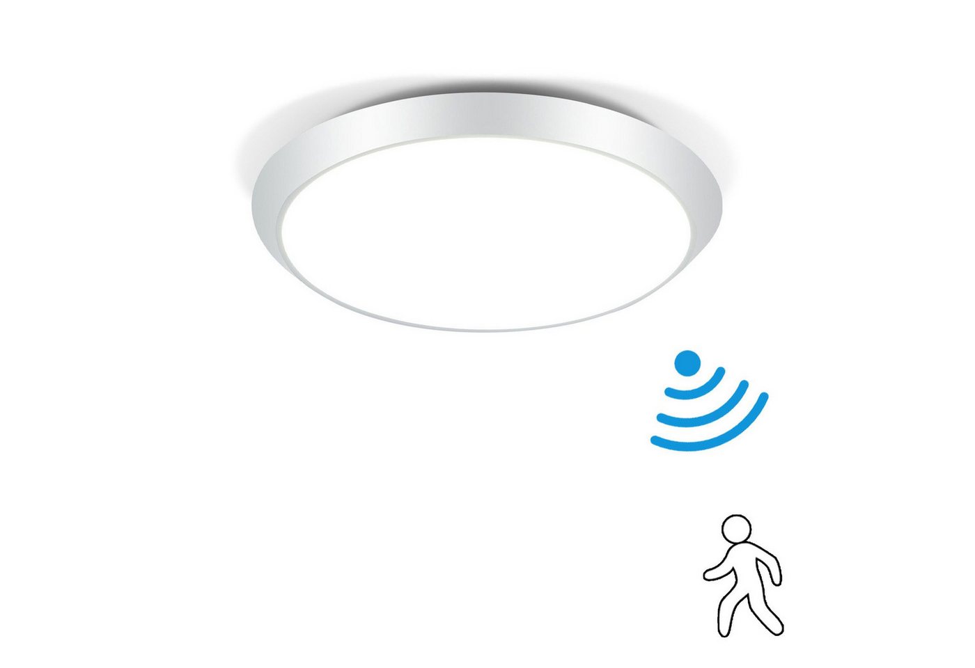 Nettlife LED Deckenleuchte Moderne rund Bewegungsmelder Keller 15W 30cm 4000K, LED fest integriert, Neutralweiß, für Flur Treppenhaus Eingang Garage Bild 4