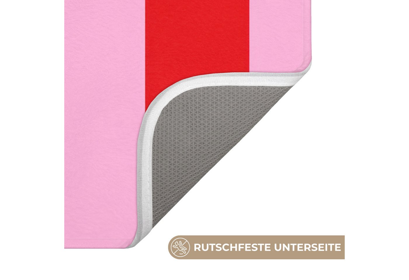 OnlyWow Badematte Streifen - Klassisch - Rosa, Höhe 10 mm, Polyester, Rechteckig, Badezimmerteppich, Badteppich, Rutschfest, Badvorleger, Waschbar Bild 2