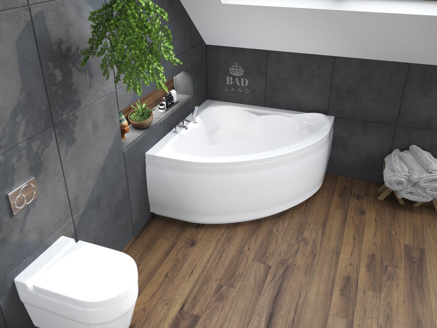 KOLMAN Badewanne Eckbadewanne Standard 130x130, Ablaufgarnitur & Füße GRATIS