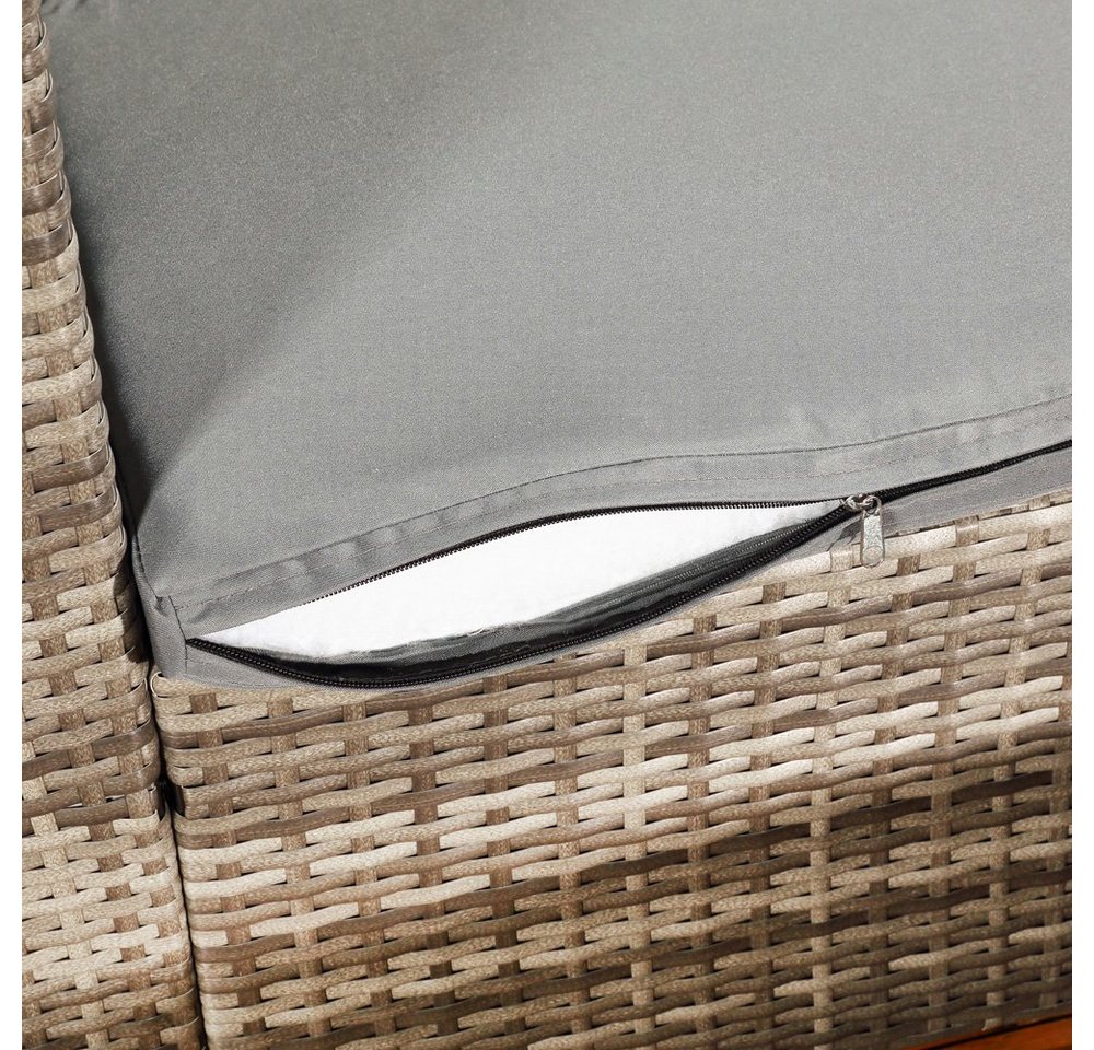 Feel2Home Gartenlounge-Set Gartensofa Fußbank Lounge Polyrattan Outdoor Garnitur versch. Farben, (Set, 2-tlg., Sofa & Ottomane), Kissen inkl. Reißverschluss daher abnehm- und waschbar Bild 3