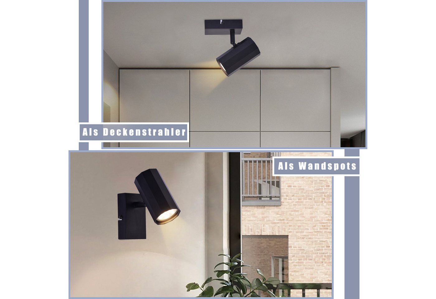 Nettlife Deckenstrahler 1 Flammig Schwarz Deckenstrahler Vintage Metall GU10 Schwenkbar 350°, Schwenkbar 350°, ohne Leuchtmittel, Schwenkbar 350° für Flur Küche Schlafzimmer Arbeitszimmer Bild 5