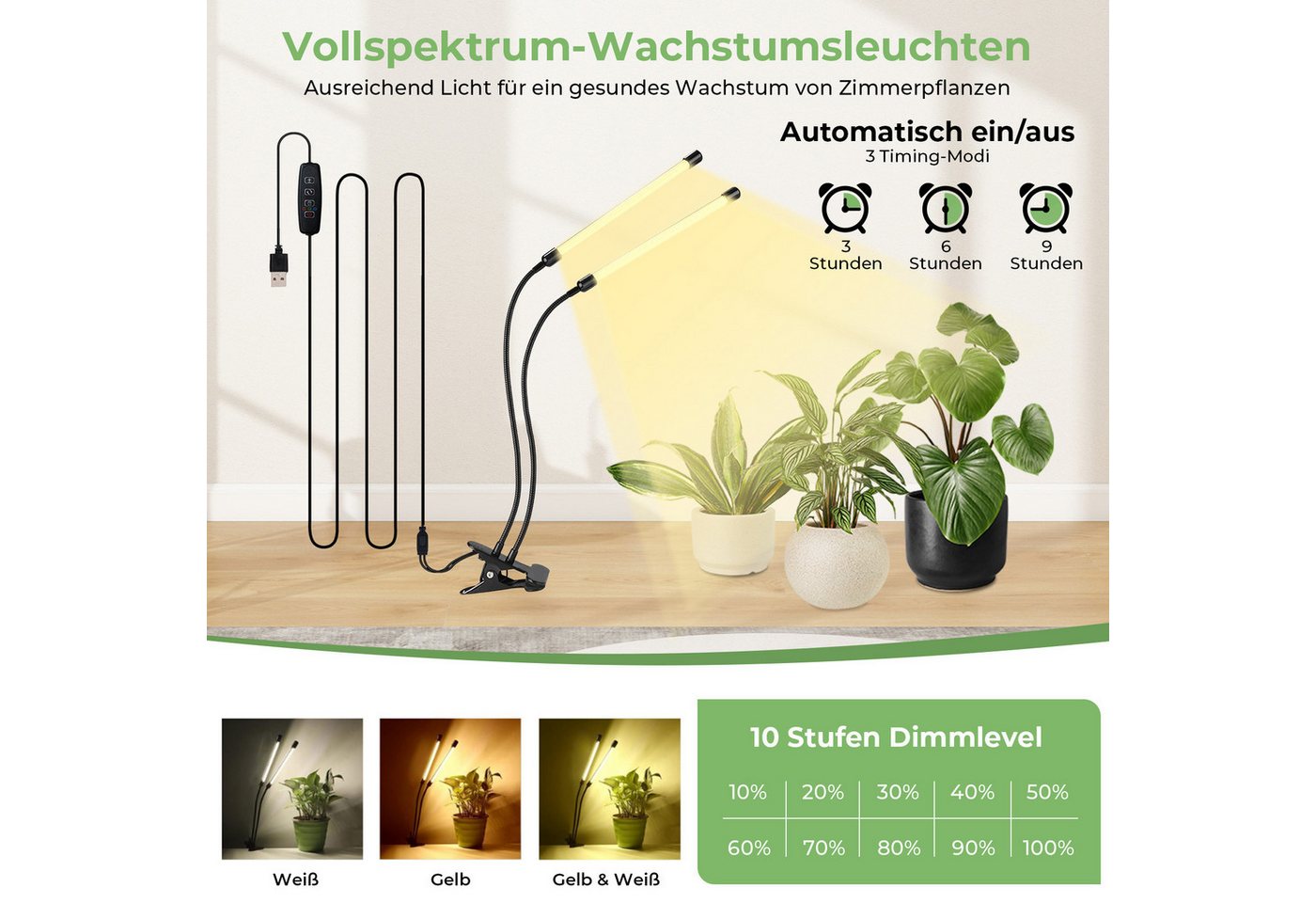 SERBASIC Pflanzentreppe Pflanzenständer mit Wachstumslicht, 6 Ebenen Metall-Holz, Blumenständer mit Rädern für Innen/Außen, Balkon & Garten, 165 cm hoch Bild 4