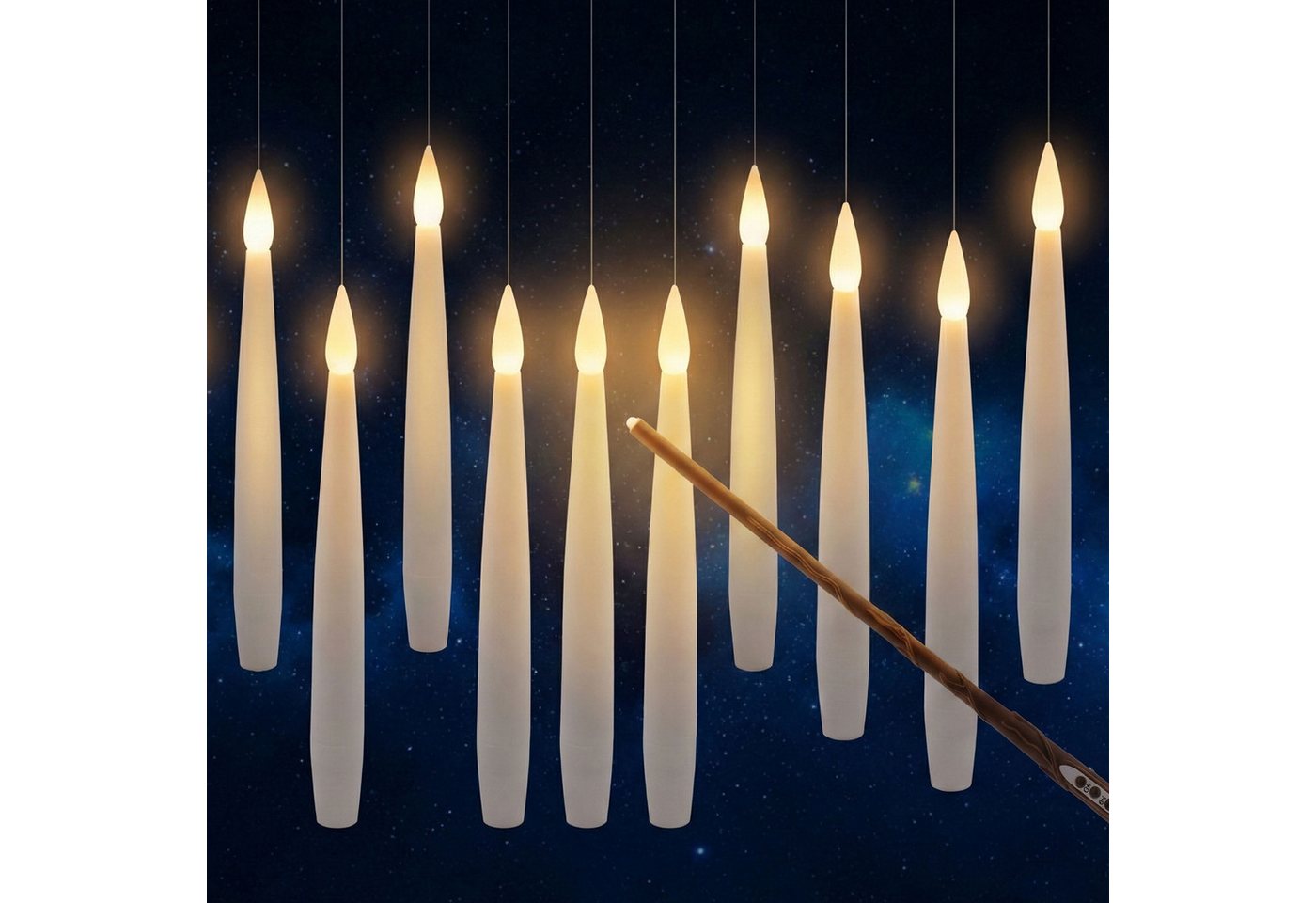 Sarcia.eu LED-Kerze Hängende LED-Kerzen, 10er-Set, magische Kerzen mit Zauberstab Bild 3