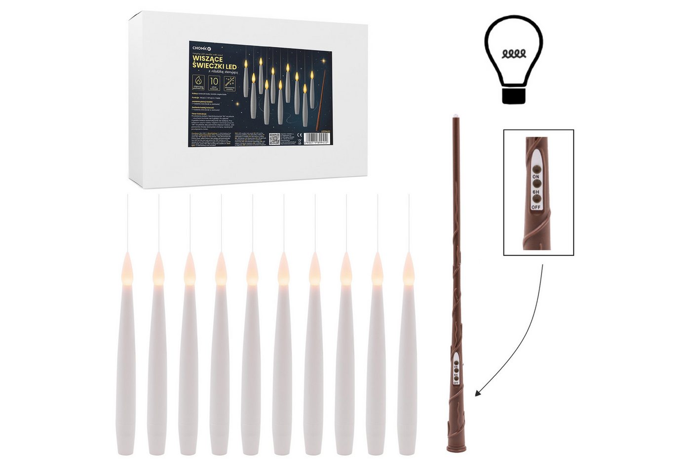 Sarcia.eu LED-Kerze Hängende LED-Kerzen, 10er-Set, magische Kerzen mit Zauberstab Bild 5