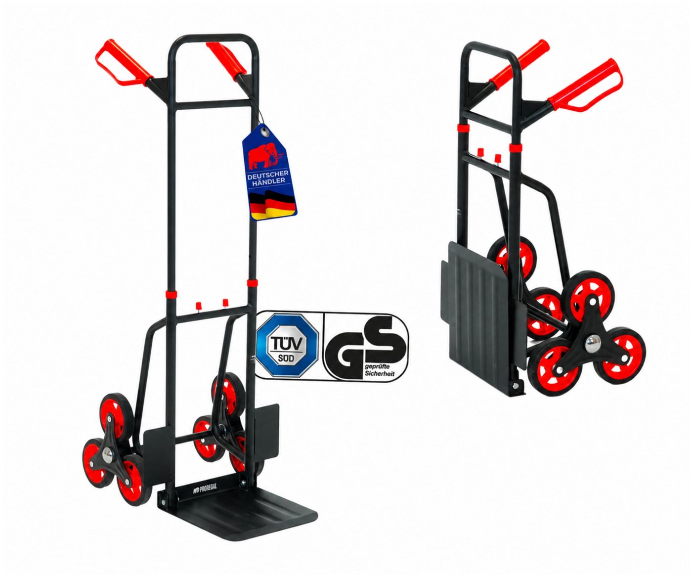 PROREGAL® Treppensackkarre TAURUS Traglast 150-250kg Stahlrahmen ergonomische Griffe Bild 3