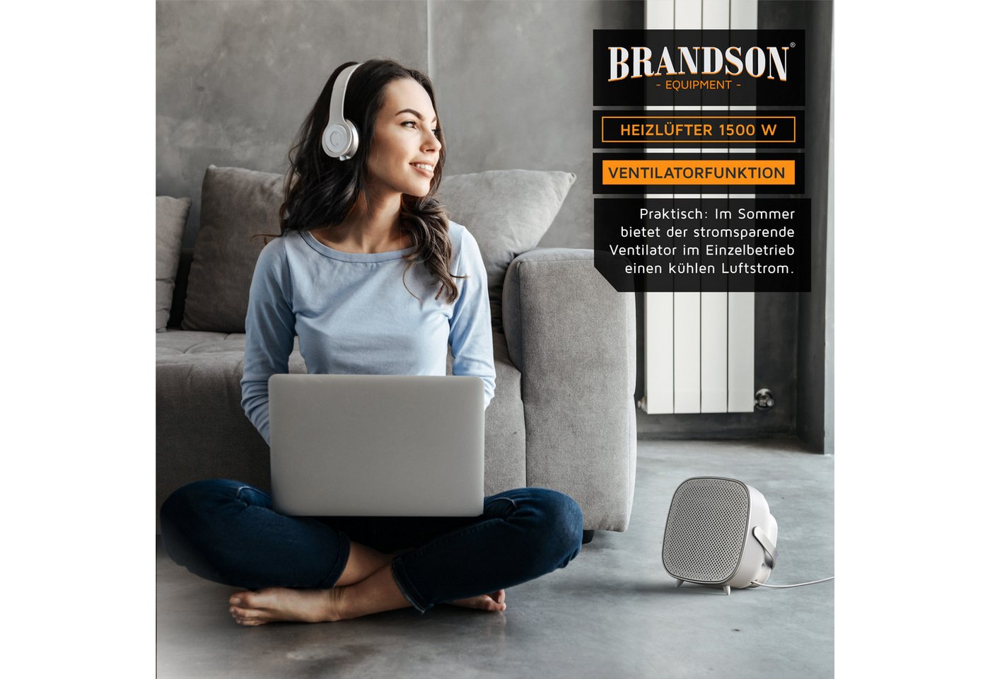 Brandson Keramikheizlüfter Keramik-Schnellheizer 1500 W mit Tragegriff, Thermostat, leise, Bad, 1500 W, kompakt, Heizstrahler, Elektroheizung, Überhitzungsschutz Bild 4