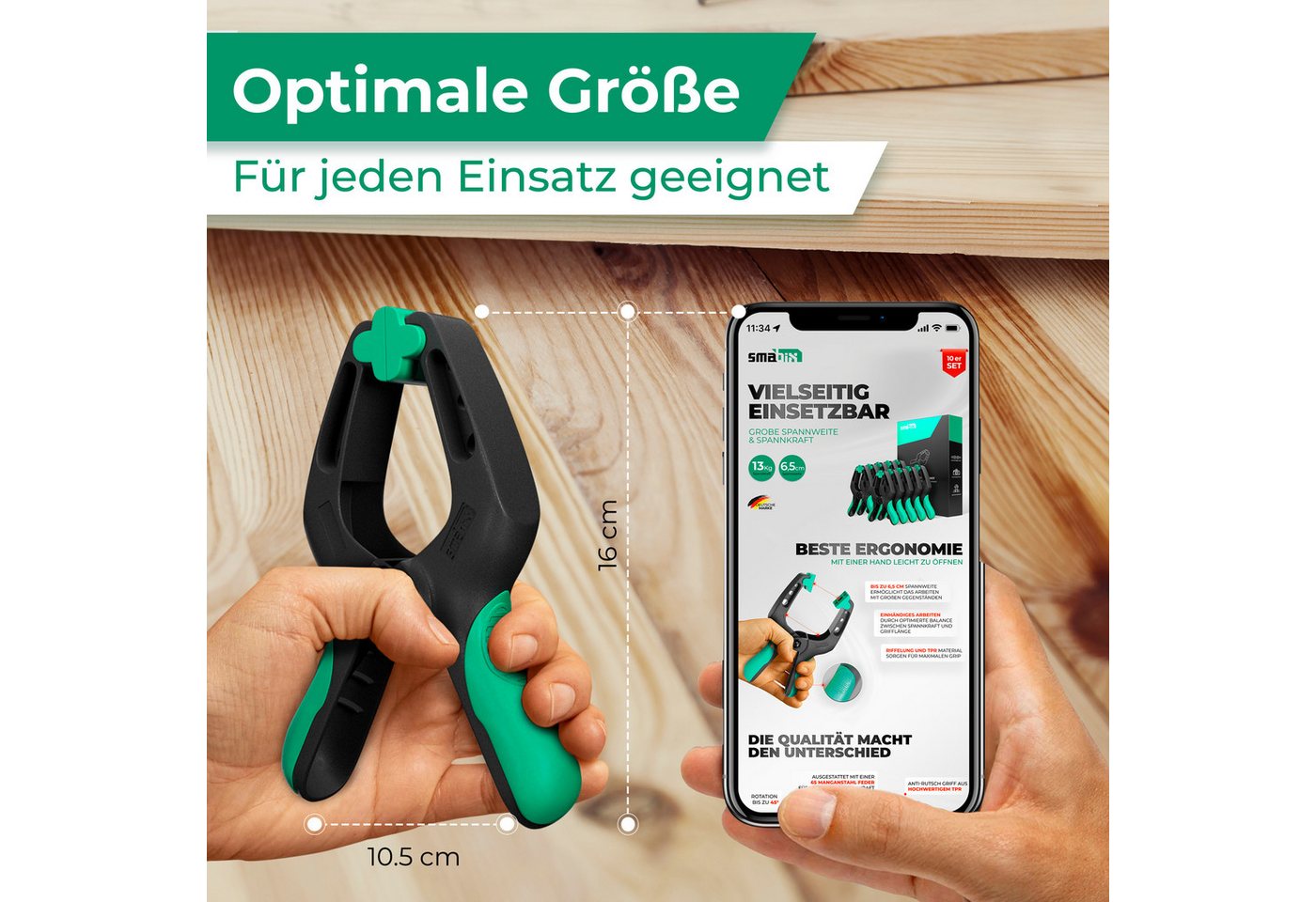 Fitcellence Klemmzwinge Klemmzwingen 10er Set, (10 St), Drehbare Klemmbacken (45), rutschfeste Griffe Bild 2