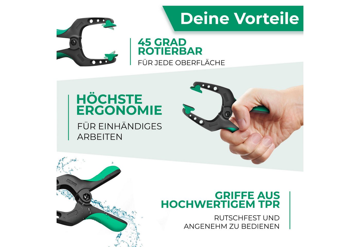 Fitcellence Klemmzwinge Klemmzwingen 10er Set, (10 St), Drehbare Klemmbacken (45), rutschfeste Griffe Bild 4