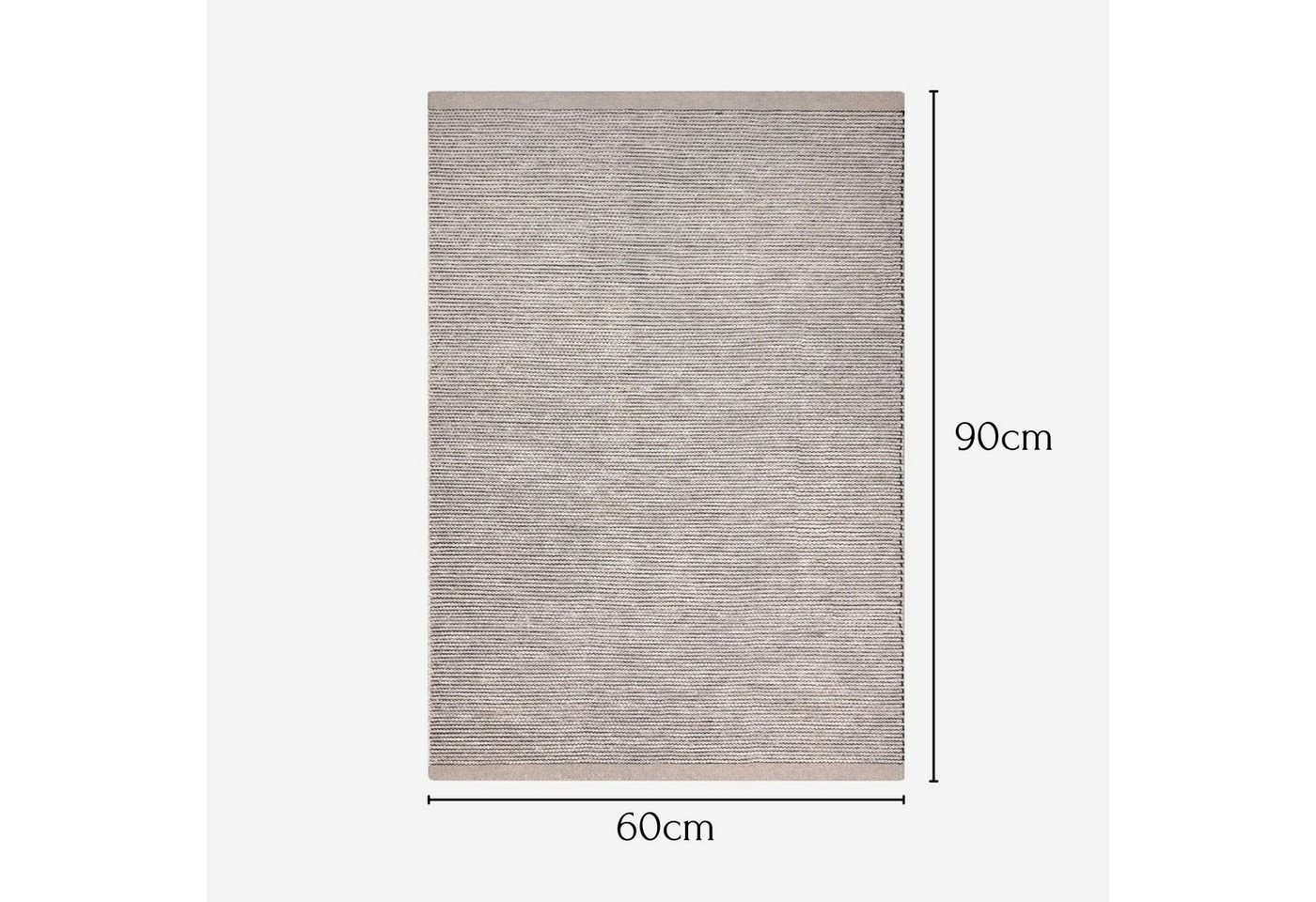 Wohnando Teppich MY-RUG Roshni, Wollteppich 90x60cm, rechteckig, Höhe: 10 mm, handgewebt, Naturprodukt, Uni Farben, meliert, Wolle Bild 4