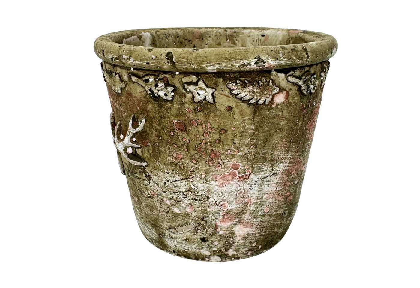 Online-Fuchs Blumentopf 2 Blumentöpfe im Set mit Hirschgeweih im Vintage Look (für Blumen, Pflanzen und Kräuter), Hirschgeweih und Blätter im 3D-Design Bild 2