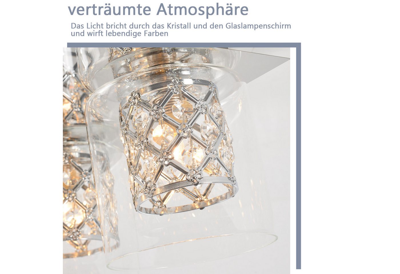 Nettlife Deckenleuchte Kristall Schwarz Deckenlampe Schlafzimmer E27/G9 Modern Wohnzimmer, ohne Leuchtmittel, Esszimmer Küchenlampe für Küche Büro 30*30*16cm