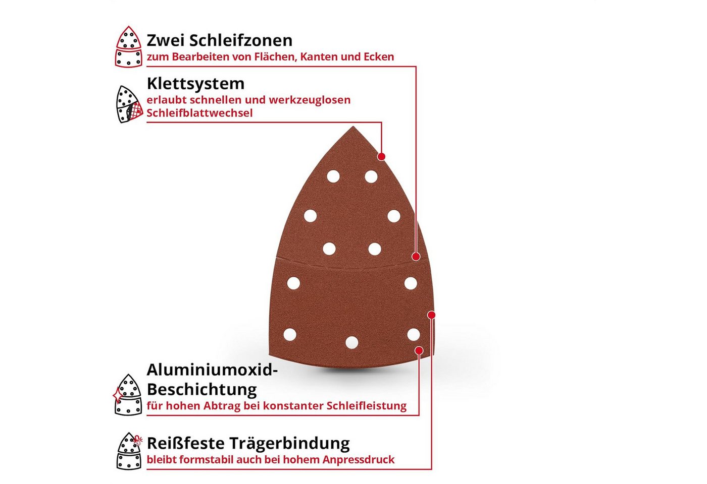 Einhell Schleifpapier, (50 St), Schleifpapier für Multischleifer, K60, 50-tlg. (gezackte Form, Alumini