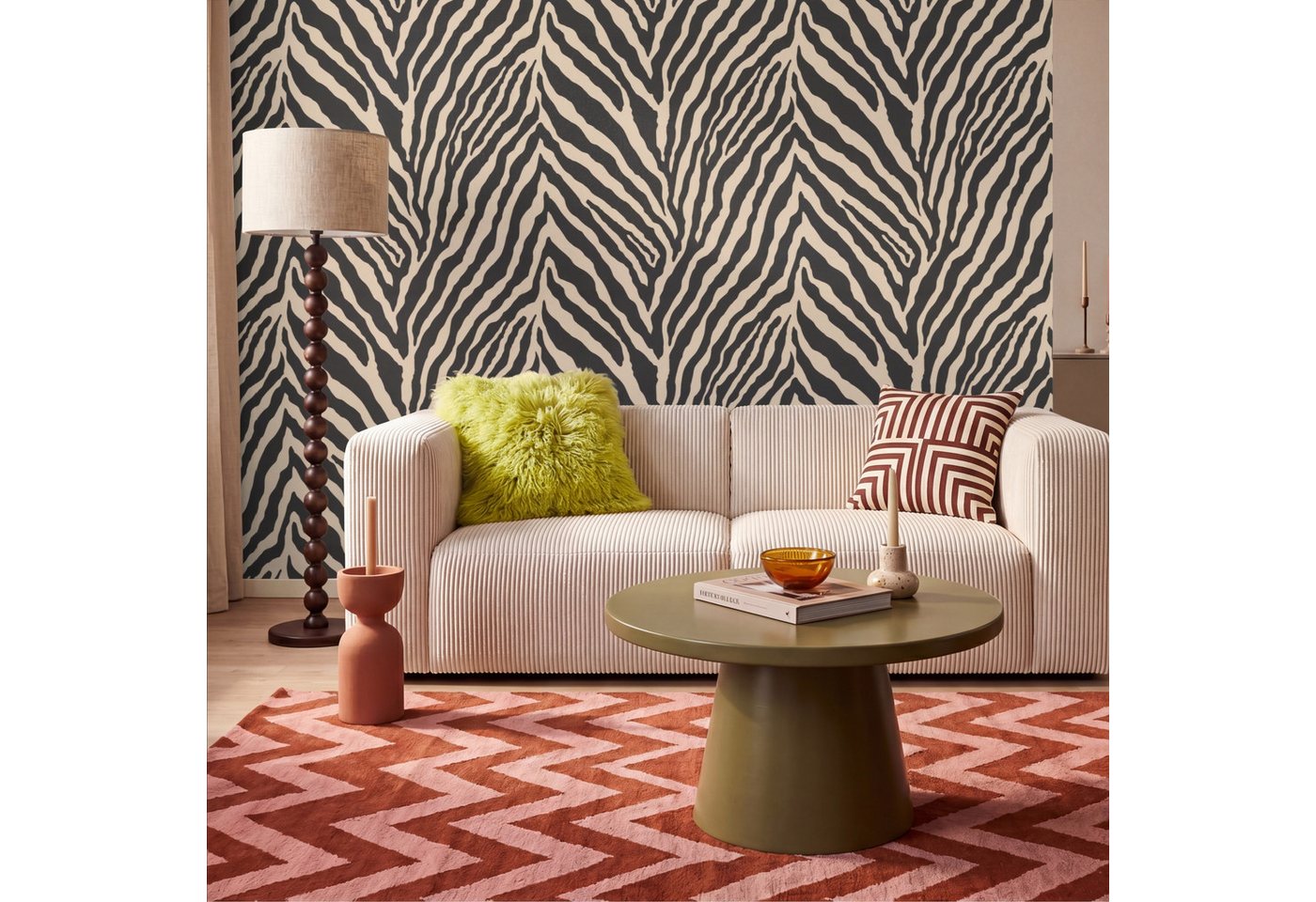OnlyWow Fototapete Zebra - Klassisch - Schwarz, Matt, bedruckt, Wohnzimmer, Modern, Wanddekoration, Vliestapete 100x70cm Bild 5