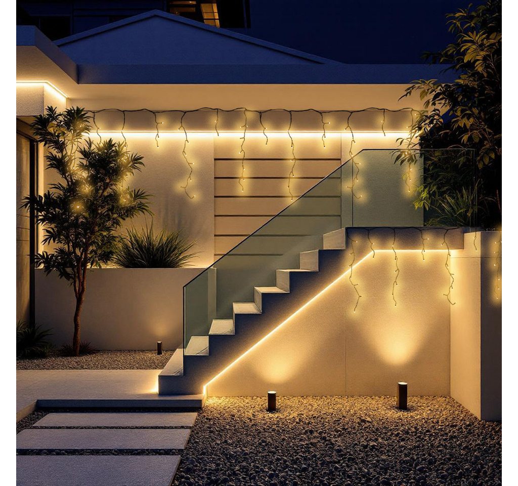 Spetebo LED-Lichterkette Eisregen Lichtervorhang warm weiß für Außen mit Stecker, Netzstecker mit IP44 Spritzwasserschutz Bild 3