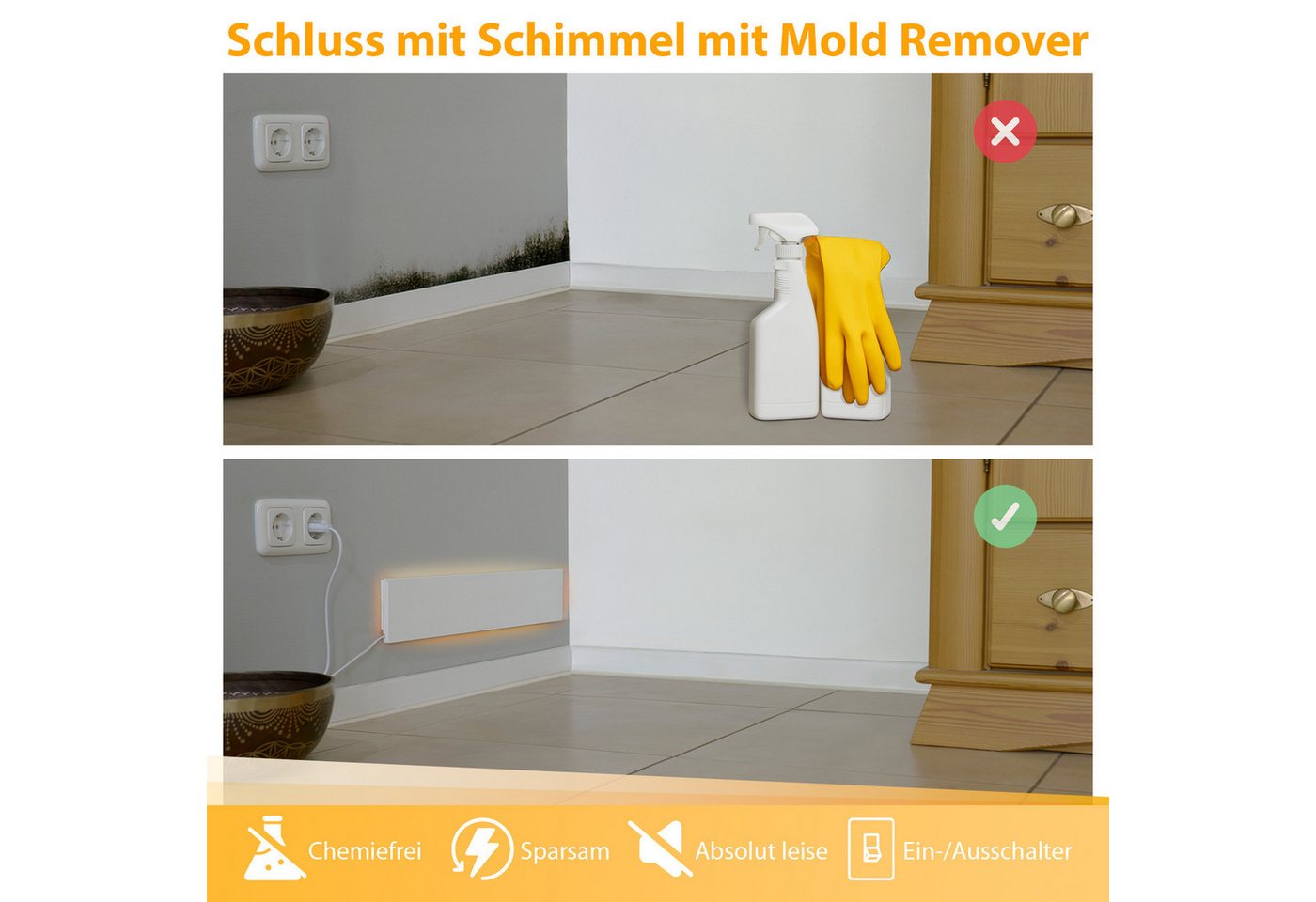Northpoint Infrarotheizung Northpoint Infrarot Schimmelentferner chemiefrei Wand Bad