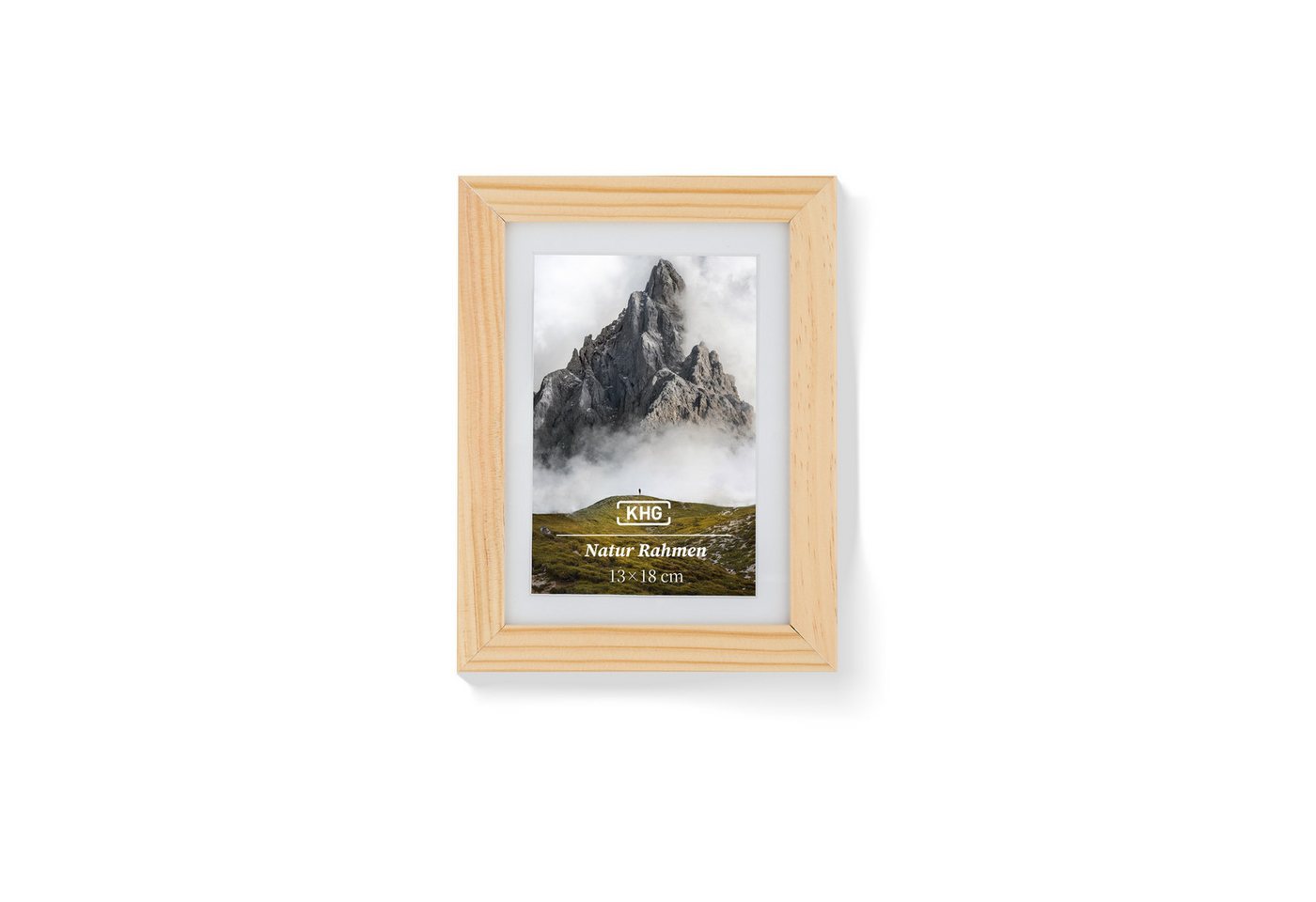 KHG Bilderrahmen 13x18 cm Natur, für 1 Bilder (stabile Glasfront, MDF-Holz-Rahmen foliert & Passepartout, 1 St), Premium-Rahmen für Fotos, Poster, Zertifikate & Collagen Bild 4