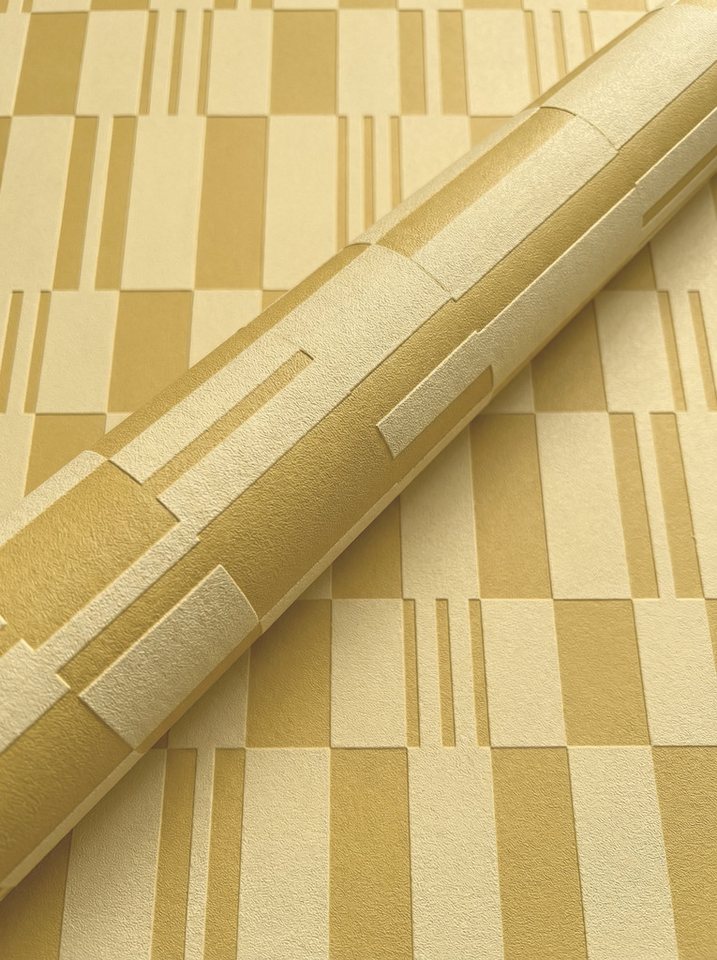 Newroom Vliestapete Estara Gelb Tapete Vliestapete Geometrisch, strukturiert, Mustertapete