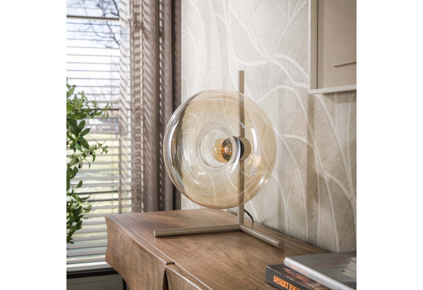 Vintagehaus Tischleuchte Retro Tischlampe El Sol Metall Glas Bild 2