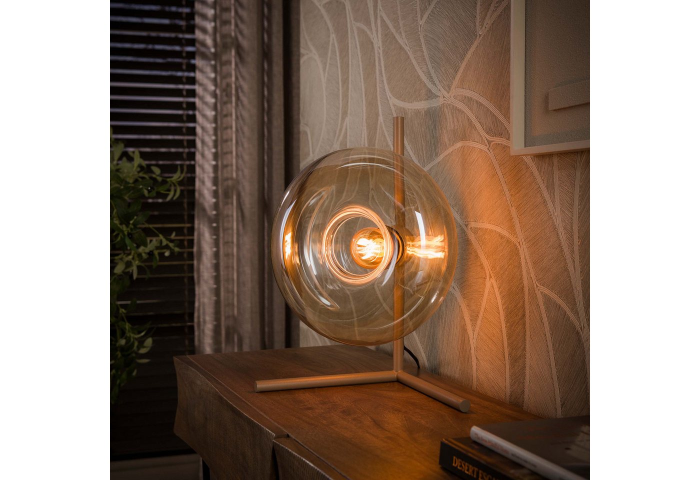 Vintagehaus Tischleuchte Retro Tischlampe El Sol Metall Glas Bild 4