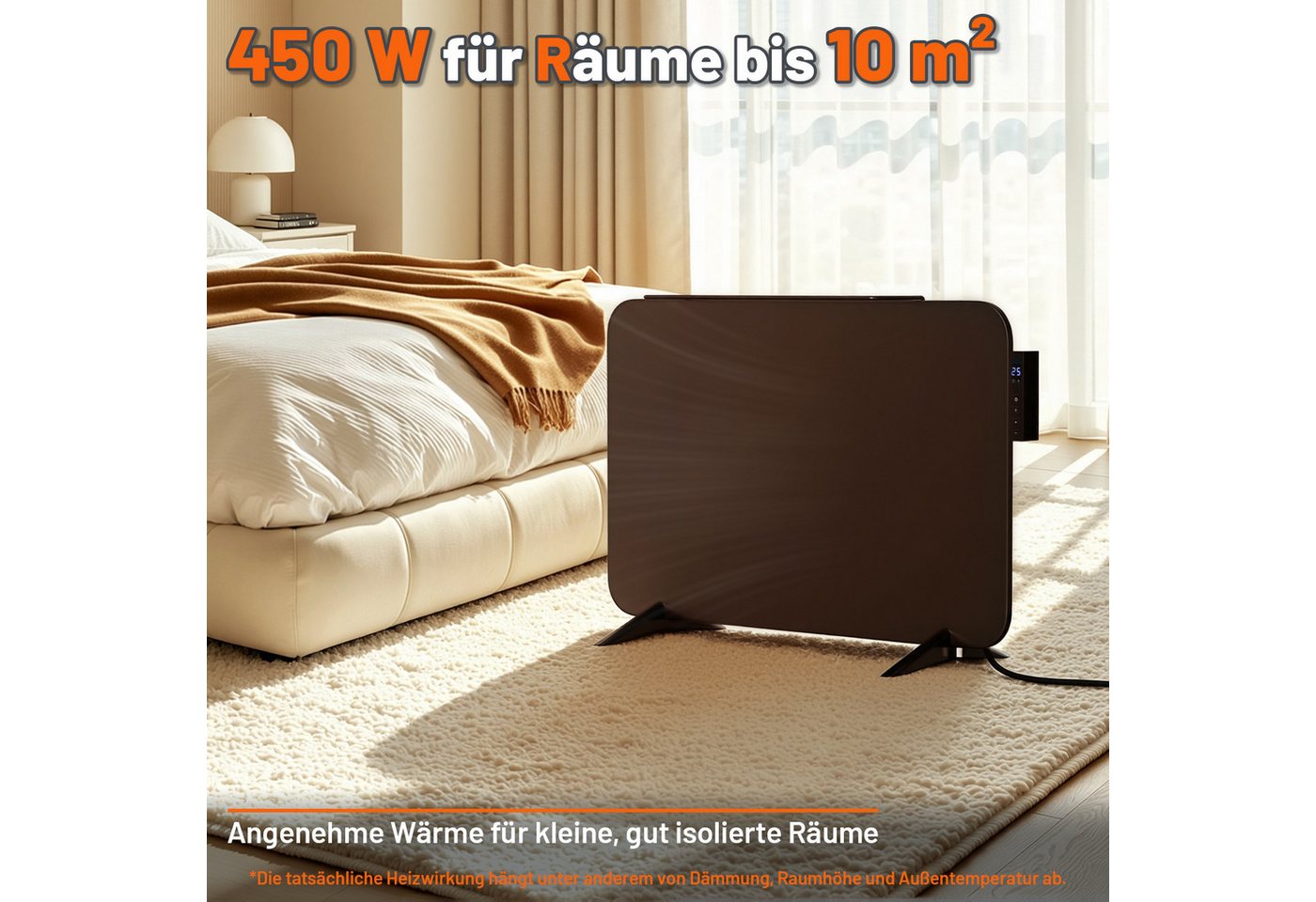 Clanmacy Infrarotheizung Infrarotheizung 450W WLAN Badheizung Thermostat Handtuchhalter Schwarz Bild 3