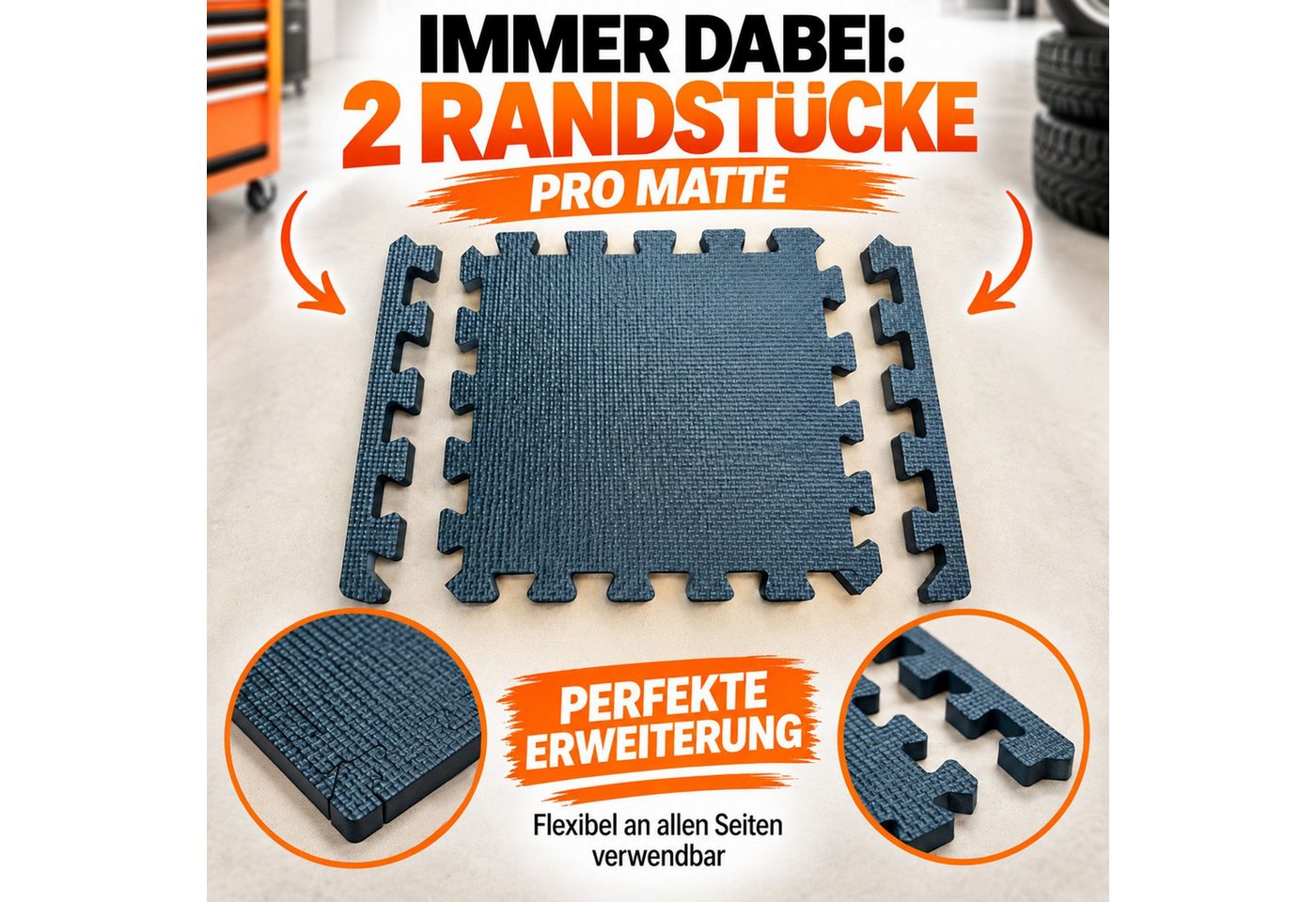 BURI Bodenschutzmatte Bodenschutzmatten 18er Set 15 mm Puzzlematten für Fitness und Geräte, 18-St. Bild 4