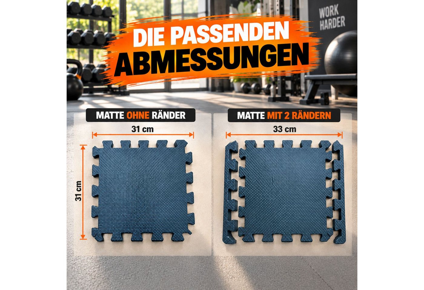 BURI Bodenschutzmatte Bodenschutzmatten 18er Set 15 mm Puzzlematten für Fitness und Geräte, 18-St. Bild 5