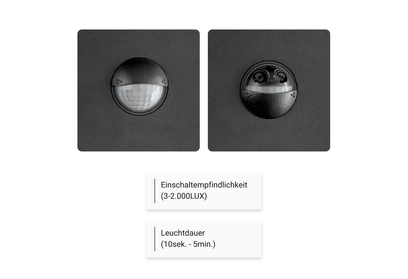 SEBSON Außen-Wandleuchte LED Außenleuchte Bewegungsmelder 9m/140° IP65, 15W 1000lm kaltweiß, Kaltweiß, Bewegungsmelder programmierbar