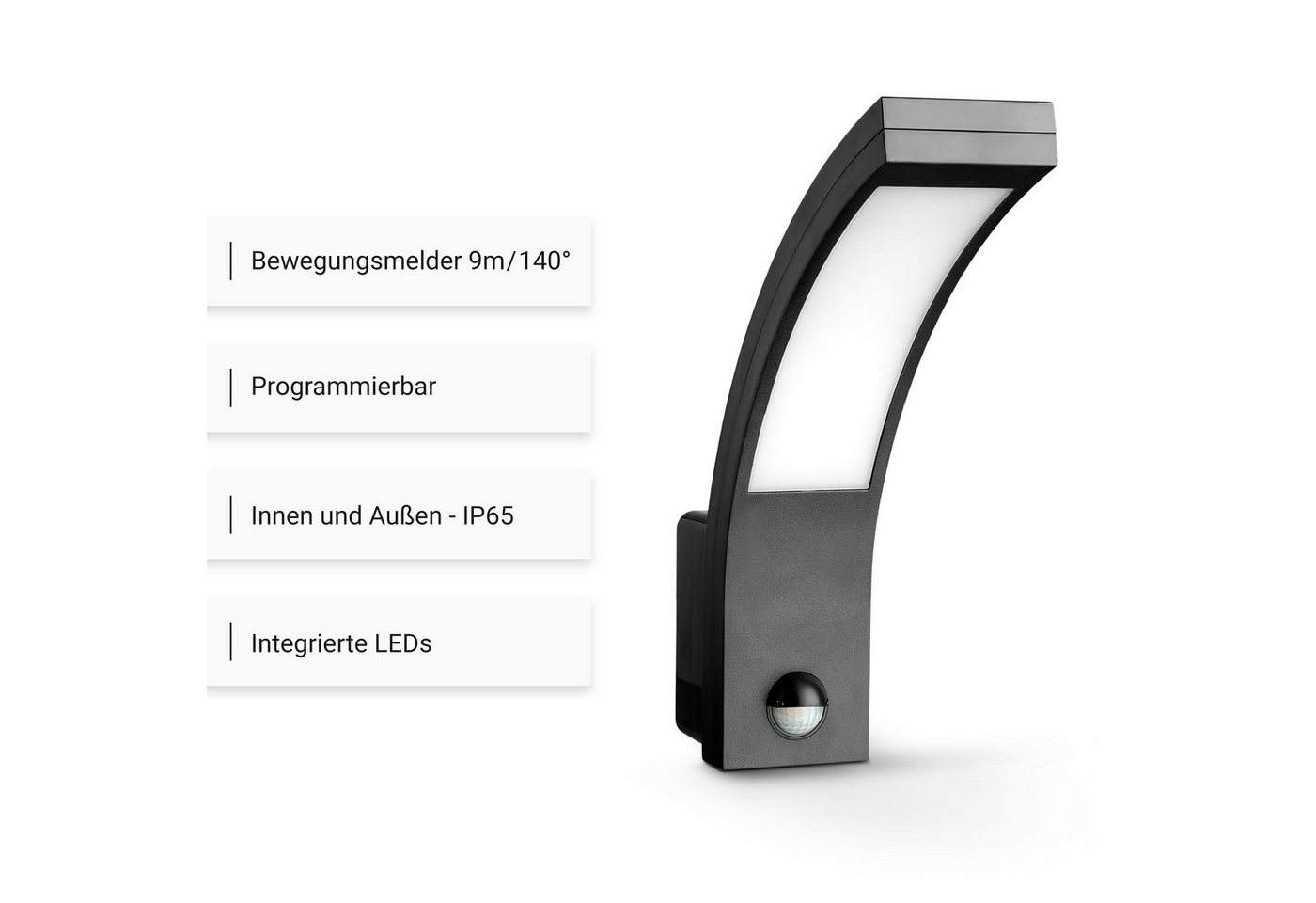 SEBSON Außen-Wandleuchte LED Außenleuchte Bewegungsmelder 9m/140° IP65, 15W 1000lm kaltweiß, Kaltweiß, Bewegungsmelder programmierbar Bild 2
