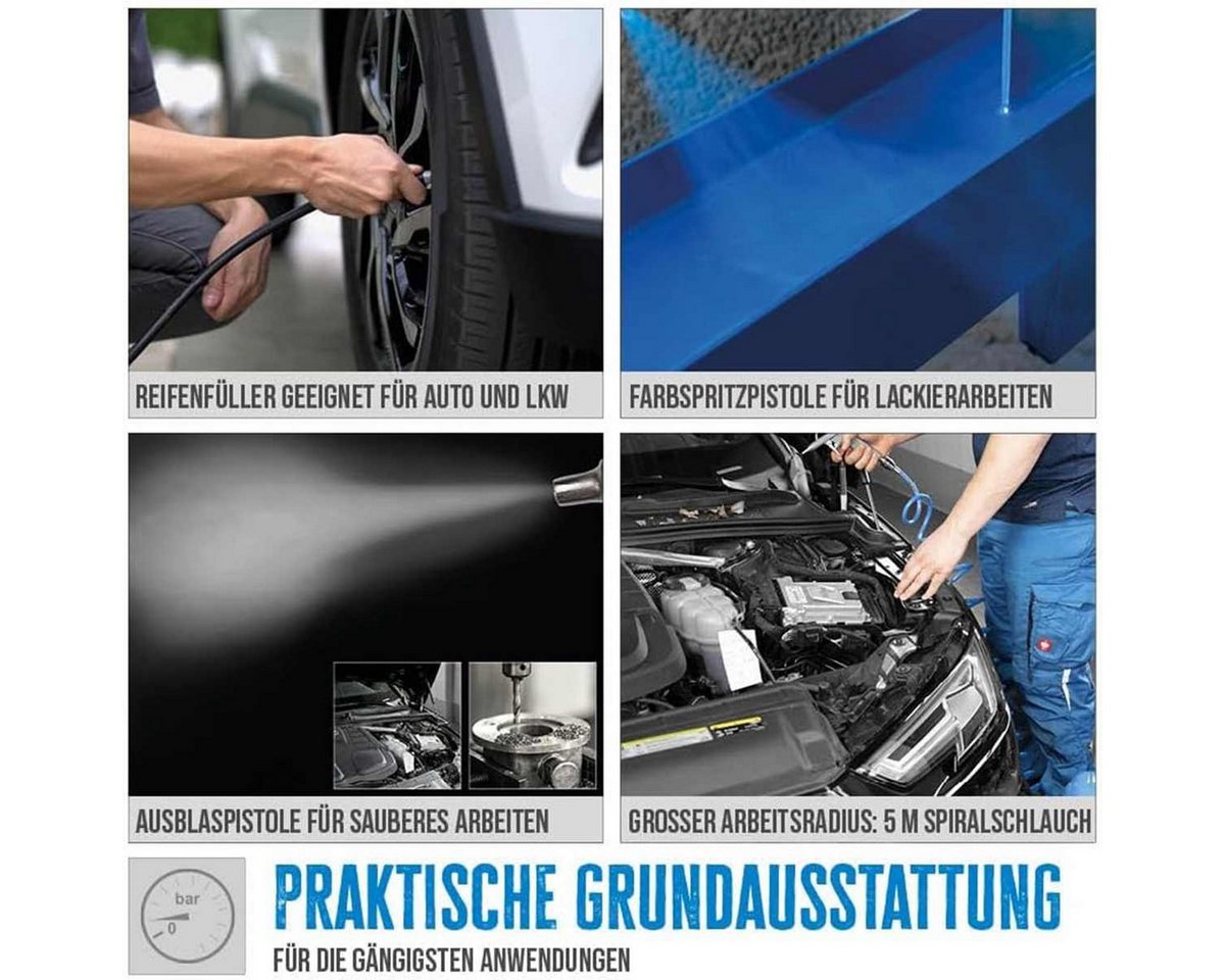 Güde Druckluftgeräte-Set Druckluft-Set 4-tlg. Reifenfüller Schlauch Ausblaspistole Farbpistole Bild 3